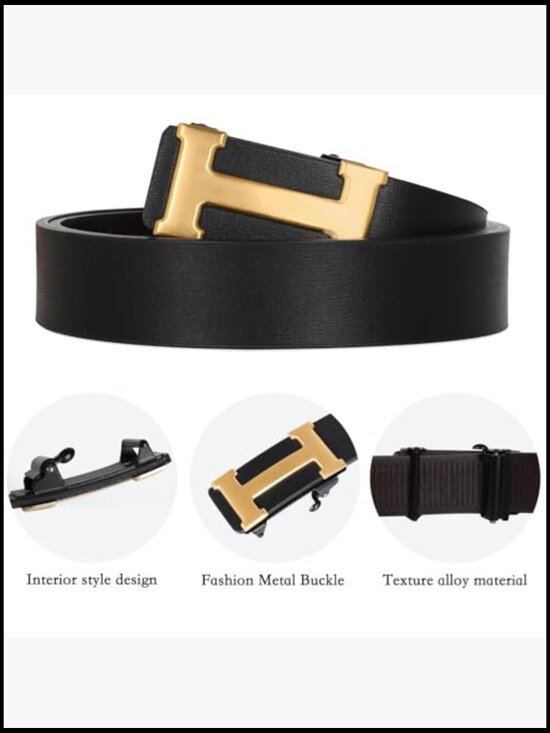 Faux Leather Automatic Buckle Dress Belt for Business Formal Occasions main image 7